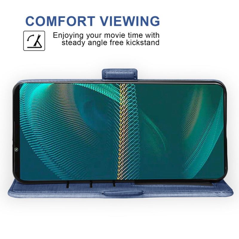 Capa Em Pele Para Sony Xperia 5 IV Jeans Com Porta-cartão Giratório