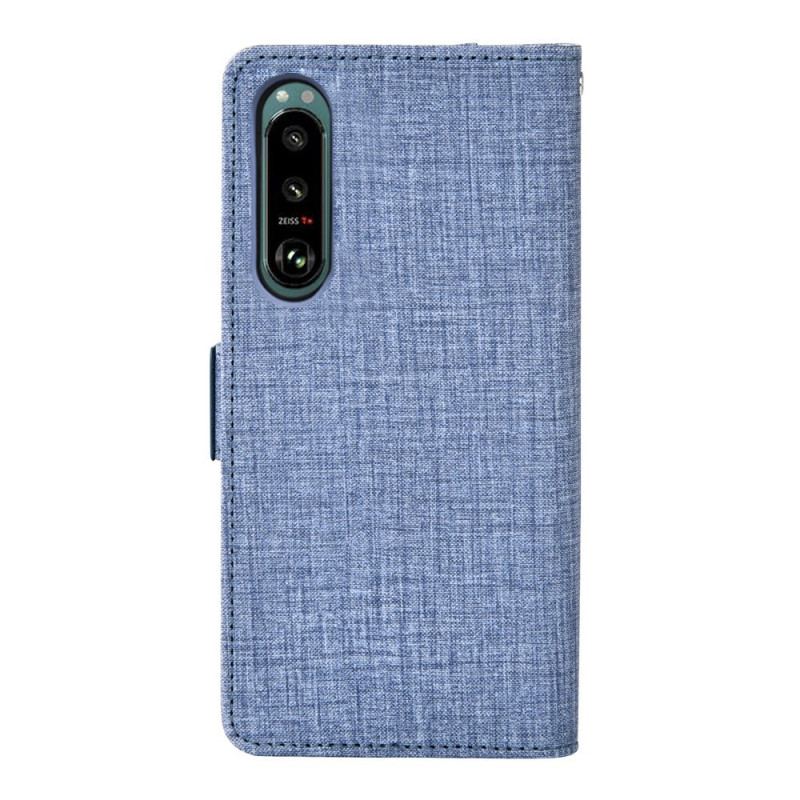 Capa Em Pele Para Sony Xperia 5 IV Jeans Com Porta-cartão Giratório