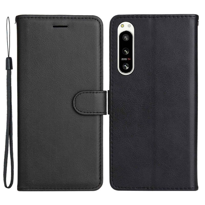 Capa Flip Para Sony Xperia 5 IV De Cordão Simples Com Alça