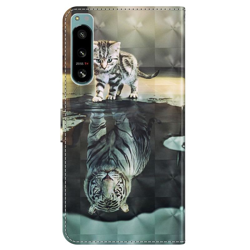 Capa Flip Para Sony Xperia 5 IV De Cordão Sonho De Gatinha Strappy