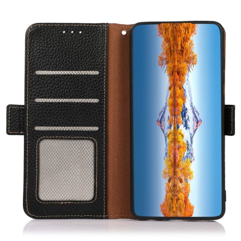 Capa Flip Para Sony Xperia 5 IV Couro De Lichia Khazneh Rfid