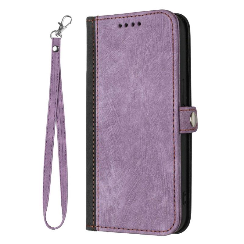 Capa Flip Para Sony Xperia 5 IV Dois Tons Com Alça