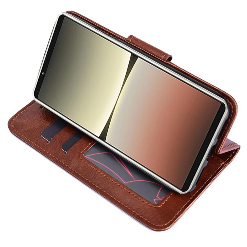 Capa Folio Para Sony Xperia 5 IV Couro Sintético Retrô
