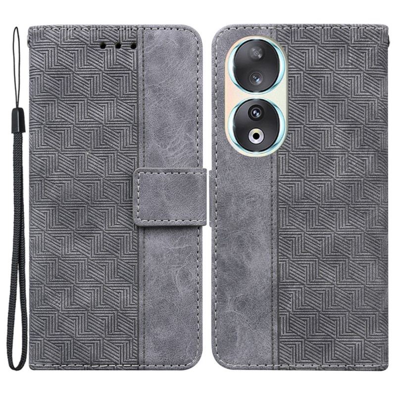 Capa Flip Para Honor 90 De Cordão Padrão De Tecido Com Tiras
