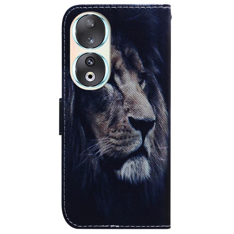 Capa Flip Para Honor 90 Leão Sonhador