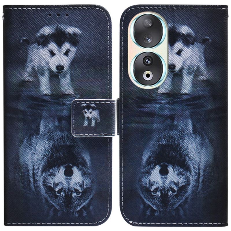 Capa Flip Para Honor 90 Sonho De Cachorrinho