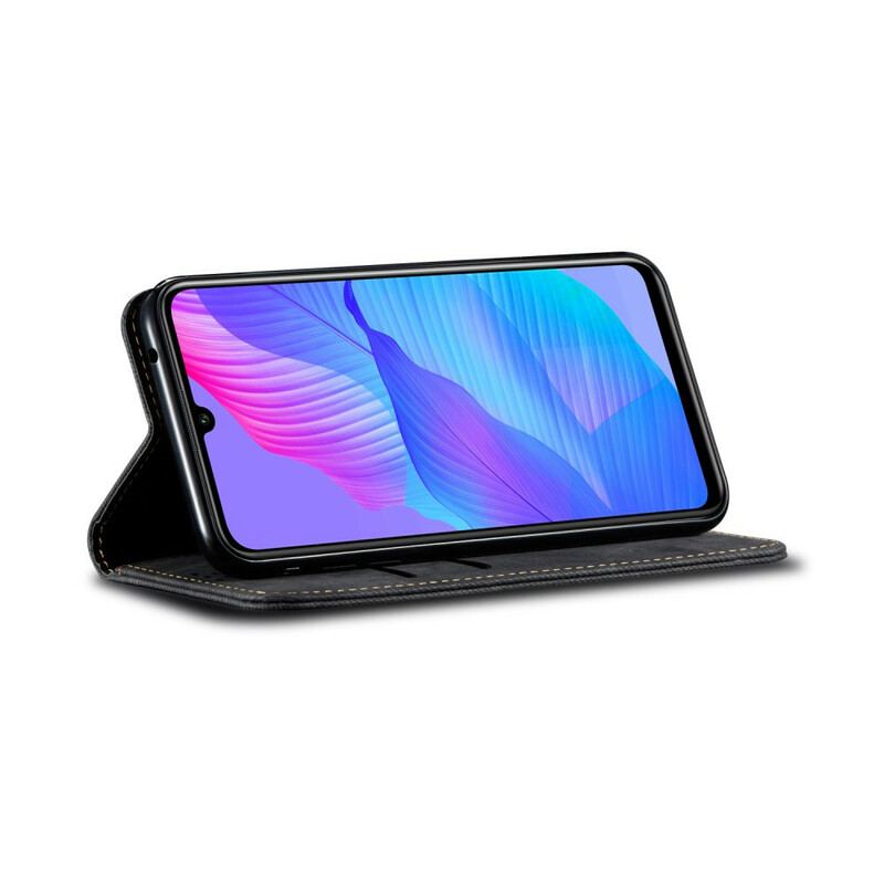 Capa De Celular Para Huawei P Smart S Flip Tecido Jeans