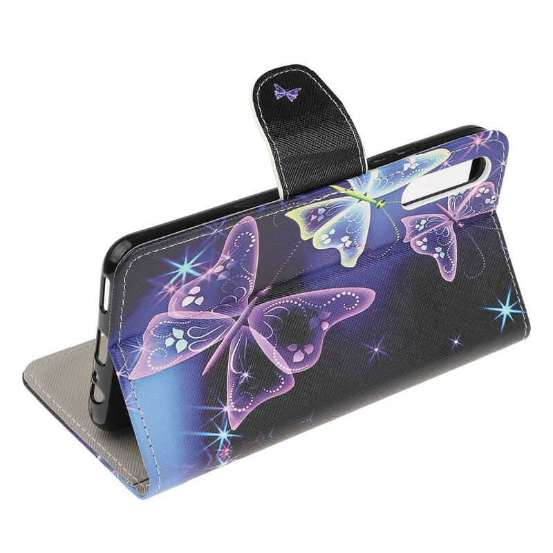 Capa De Couro Para Huawei P Smart S Borboletas Neon