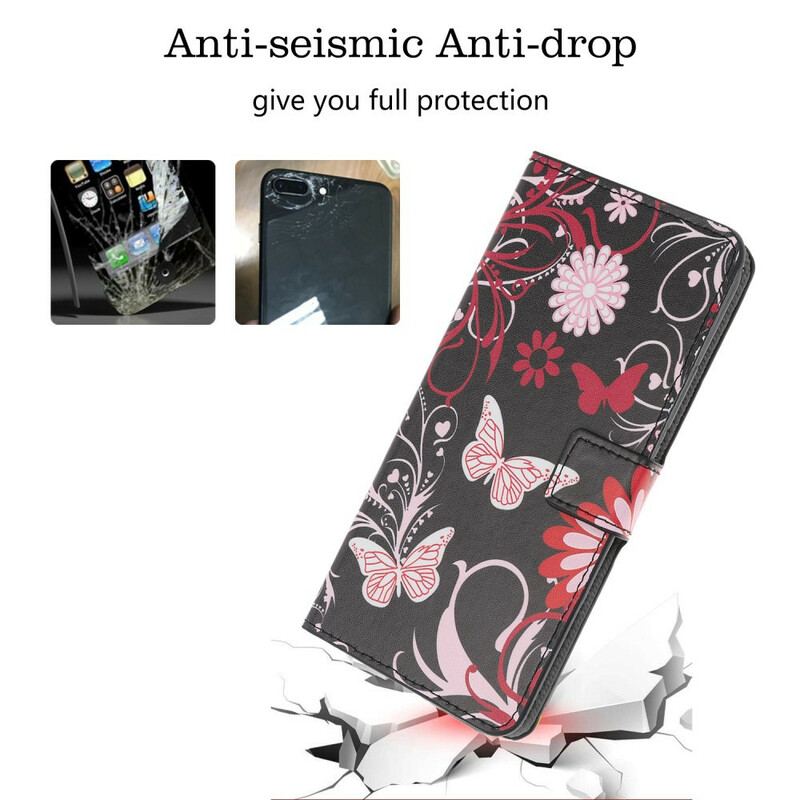 Capa Flip Para Huawei P Smart S Borboletas E Flores