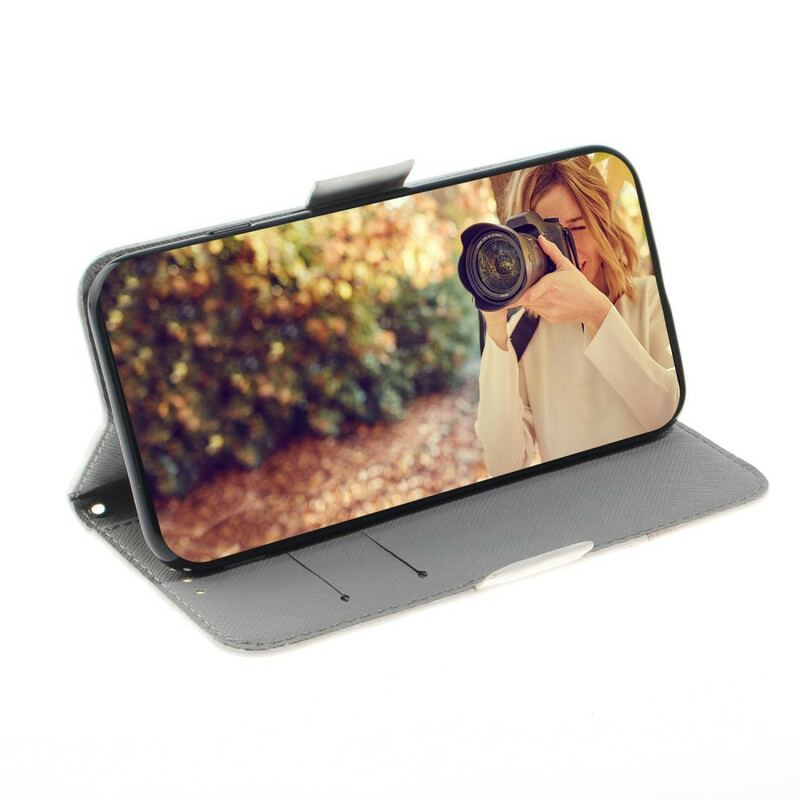 Capa Flip Para Huawei P Smart S De Cordão Tomate No Gato Com Uma Alça