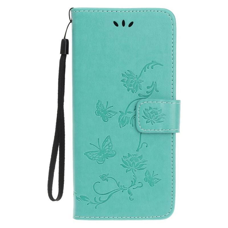 Capa Folio Para Huawei P Smart S De Cordão Pulseira Borboletas E Flores