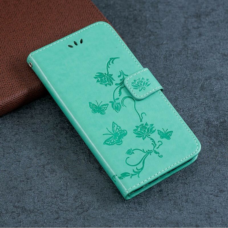 Capa Folio Para Huawei P Smart S De Cordão Pulseira Borboletas E Flores