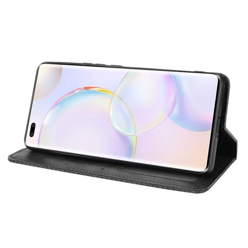 Capa De Celular Para Honor 50 Pro Flip Efeito Couro Vintage Estilizado Profissional