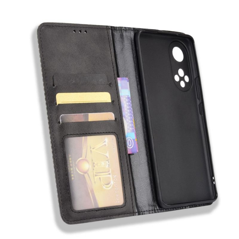Capa De Celular Para Honor 50 Pro Flip Efeito Couro Vintage Estilizado Profissional