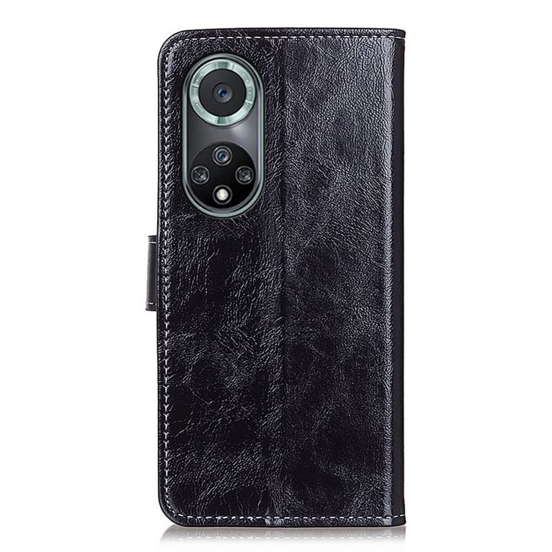 Capa De Couro Para Honor 50 Pro Shiny Pro E Costuras Expostas