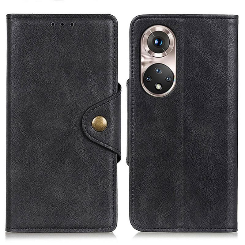 Capa Em Pele Para Honor 50 Pro Couro Falso Pro Vintage E Botão