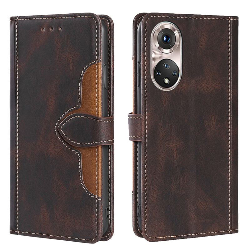 Capa De Couro Para Huawei Nova 9 Pro Couro Sintético Bicolor Estiloso