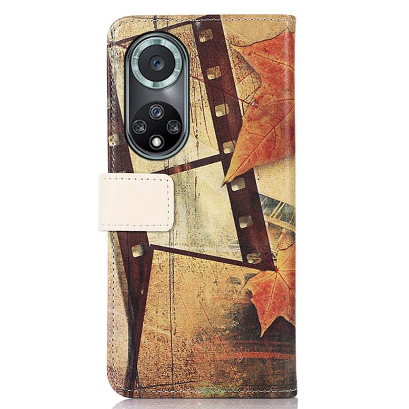 Capa De Couro Para Huawei Nova 9 Pro Torre Eiffel No Outono