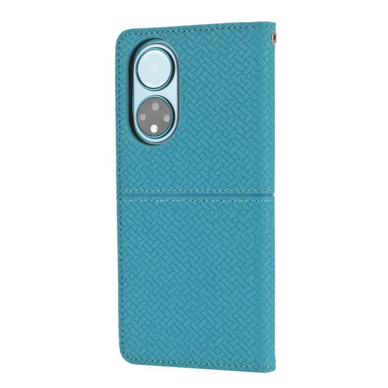 Capa Flip Para Huawei Nova 9 Pro De Cordão Estilo De Couro Trançado Com Tiras
