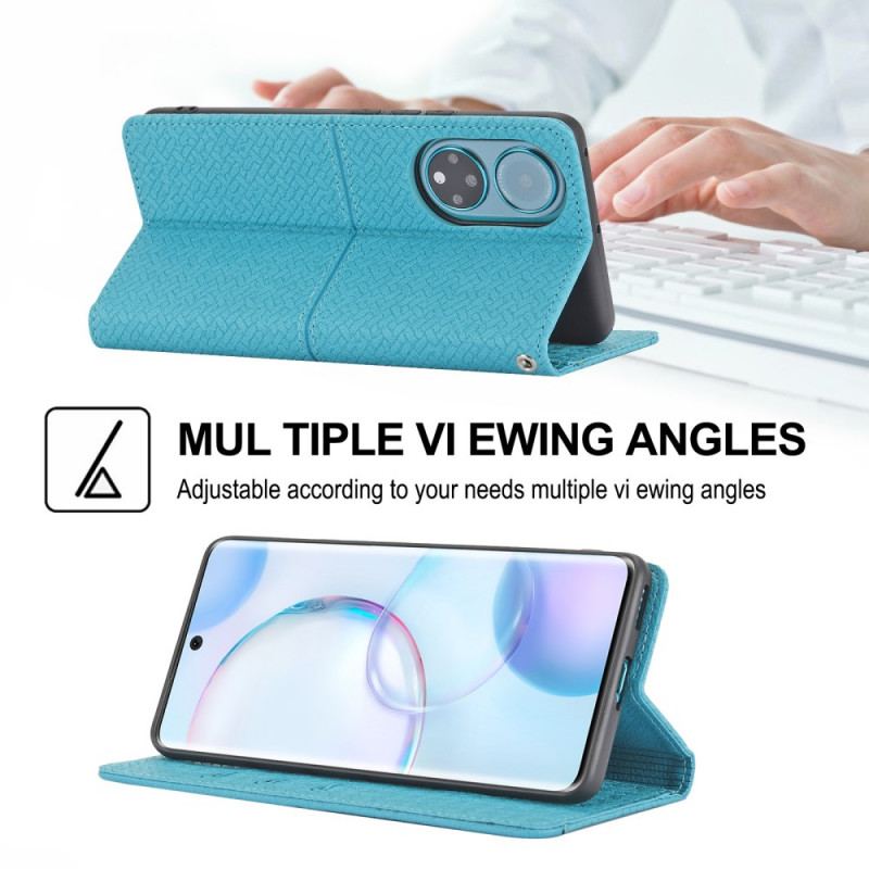 Capa Flip Para Huawei Nova 9 Pro De Cordão Estilo De Couro Trançado Com Tiras