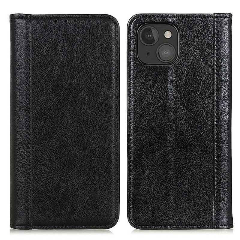 Capa De Celular Para iPhone 13 Mini Flip Couro Litchi Elegance Dividido