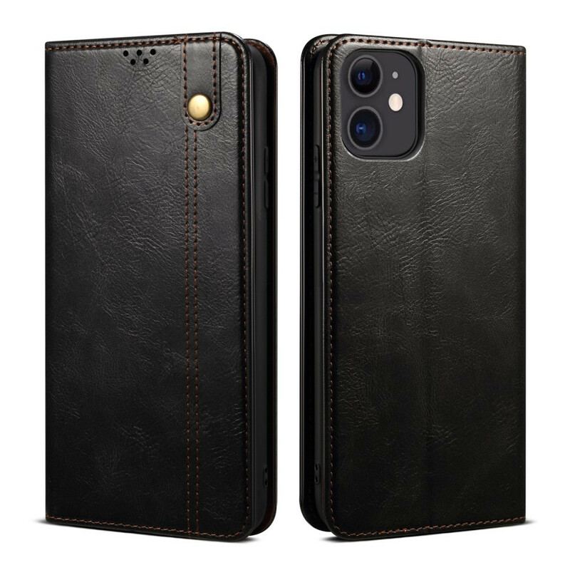 Capa De Celular Para iPhone 13 Mini Flip Couro Sintético Encerado