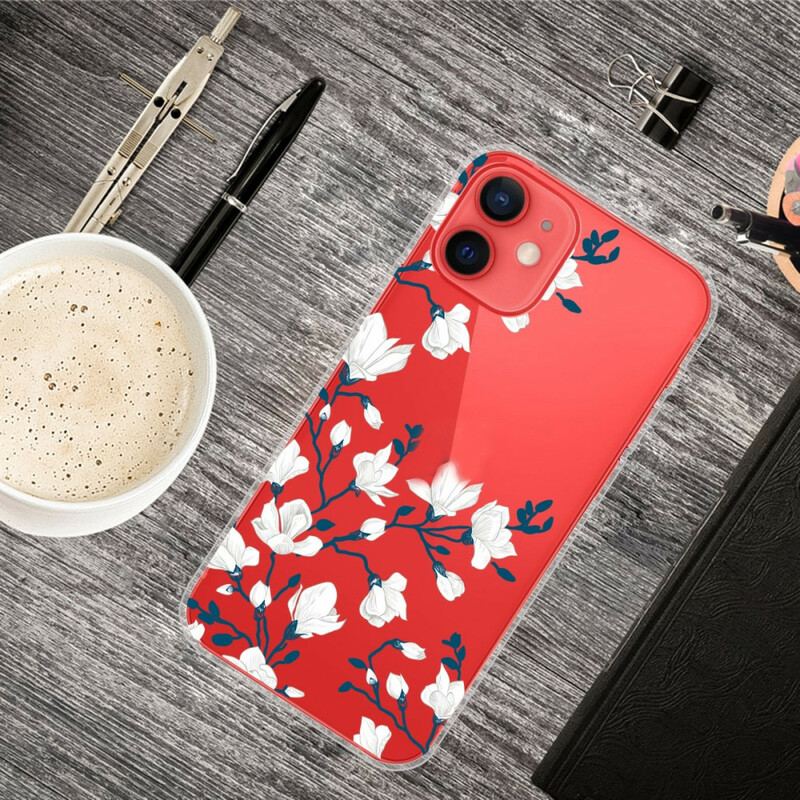 Capa De Celular Para iPhone 13 Mini Flores Brancas