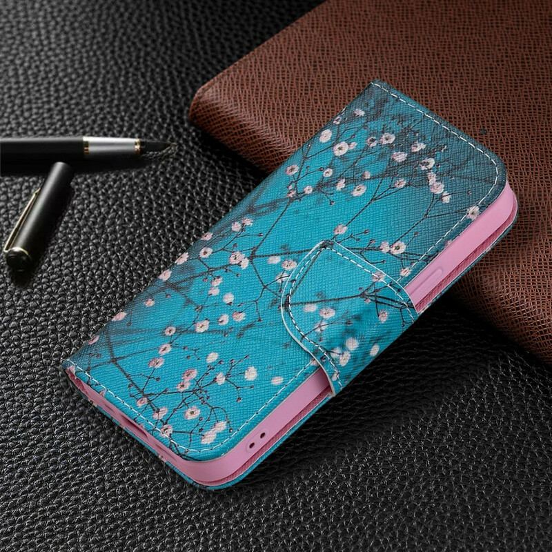 Capa De Couro Para iPhone 13 Mini Ramo Florido