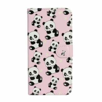 Capa Em Pele Para iPhone 13 Mini Vários Pandas