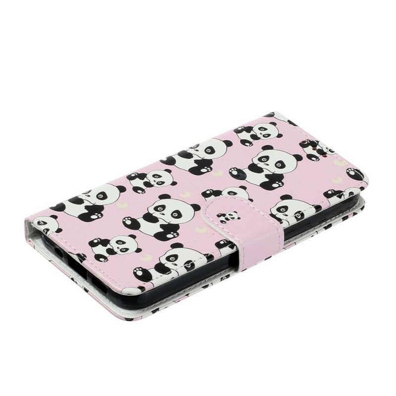 Capa Em Pele Para iPhone 13 Mini Vários Pandas