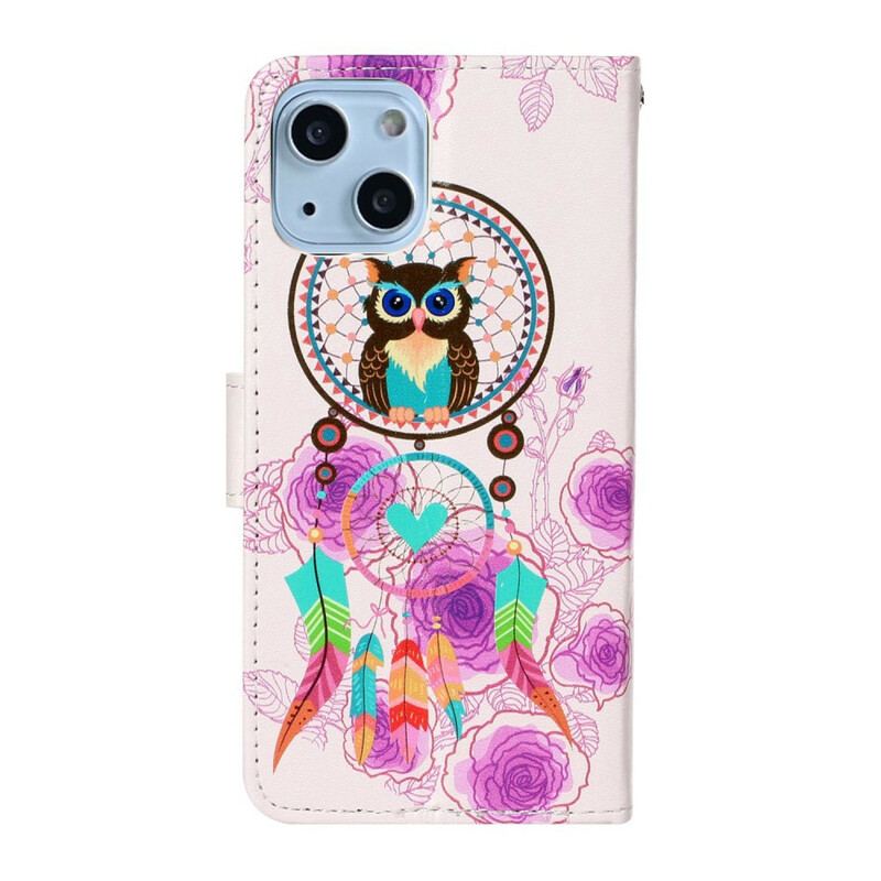 Capa Flip Para iPhone 13 Mini De Cordão Mandala Coruja