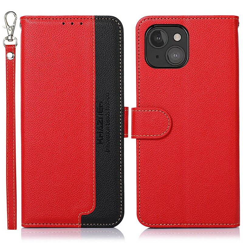 Capa Flip Para iPhone 13 Mini Estilo Lichia Rfid Khazneh