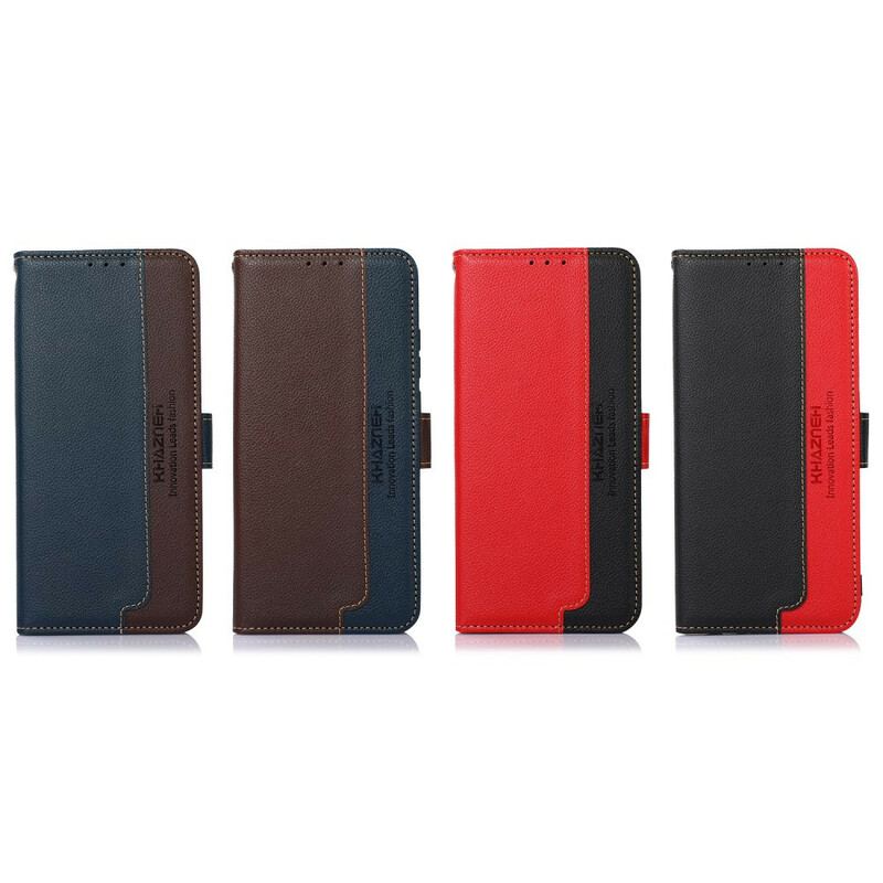 Capa Flip Para iPhone 13 Mini Estilo Lichia Rfid Khazneh