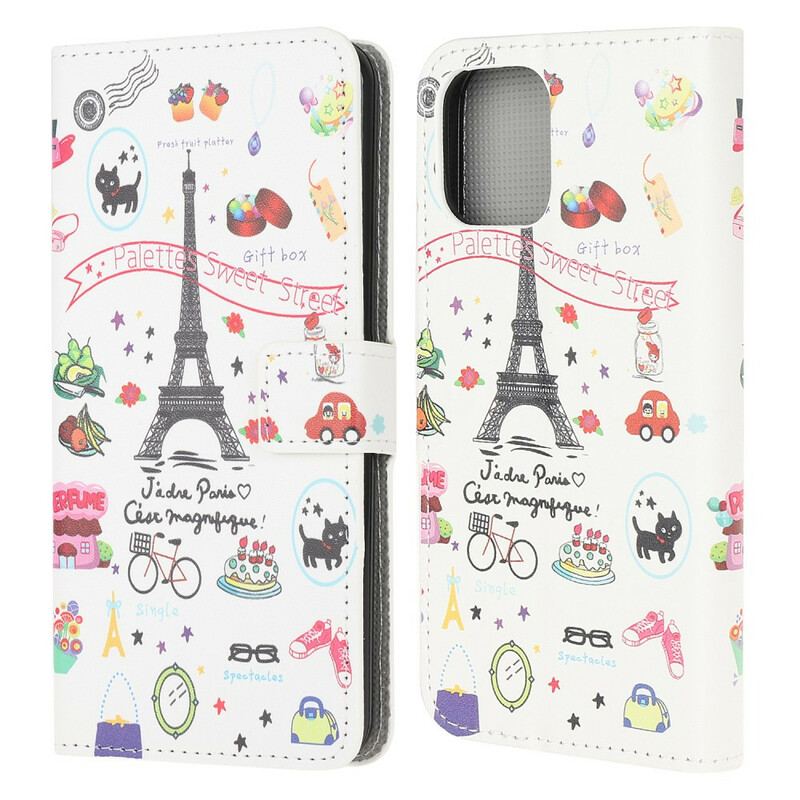 Capa Flip Para iPhone 13 Mini Eu Amo Paris