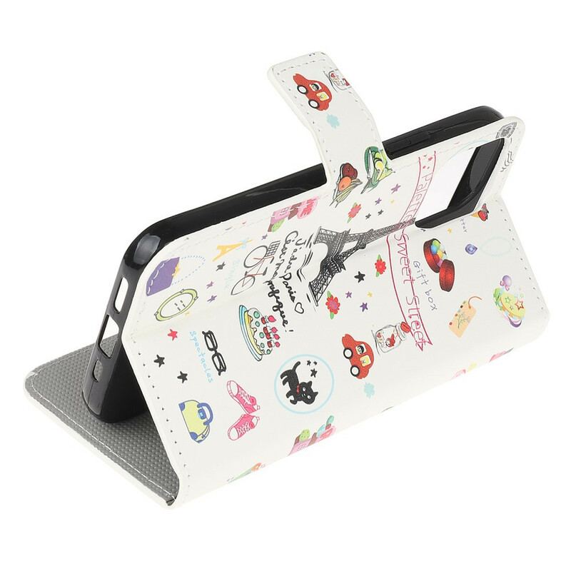 Capa Flip Para iPhone 13 Mini Eu Amo Paris