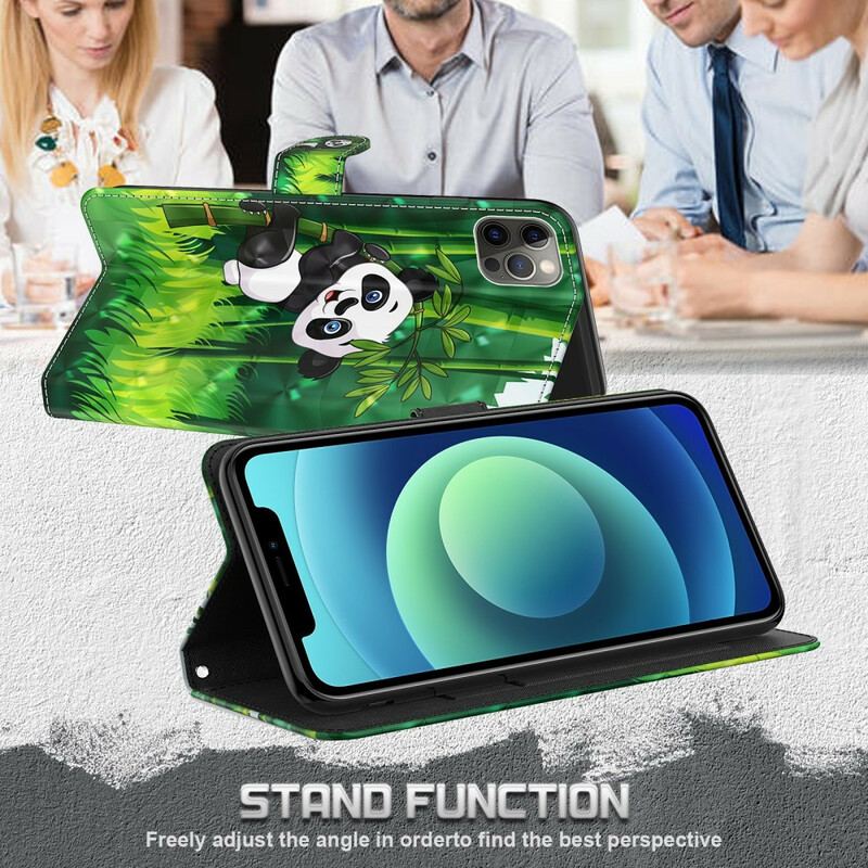 Capa Folio Para iPhone 13 Mini Panda E Bambu
