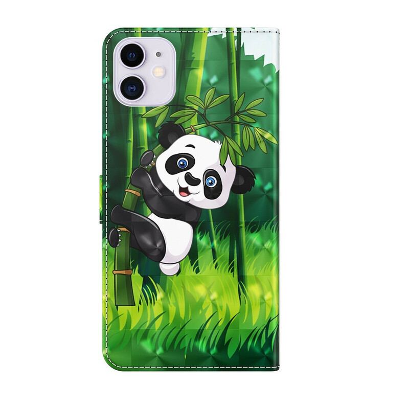 Capa Folio Para iPhone 13 Mini Panda E Bambu