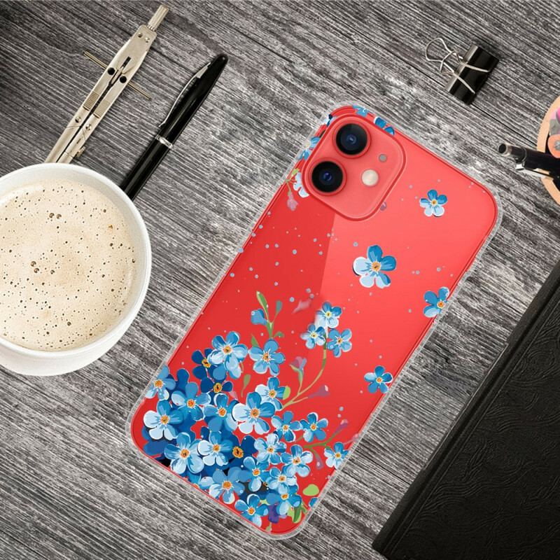 Capa Para iPhone 13 Mini Buquê De Flores Azuis