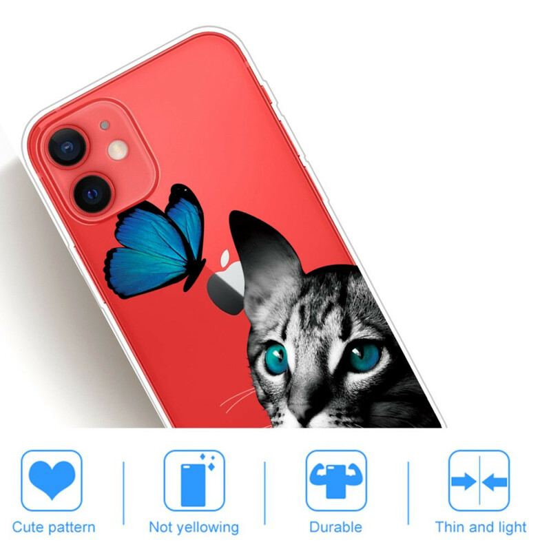 Capa Para iPhone 13 Mini Gato E Borboleta