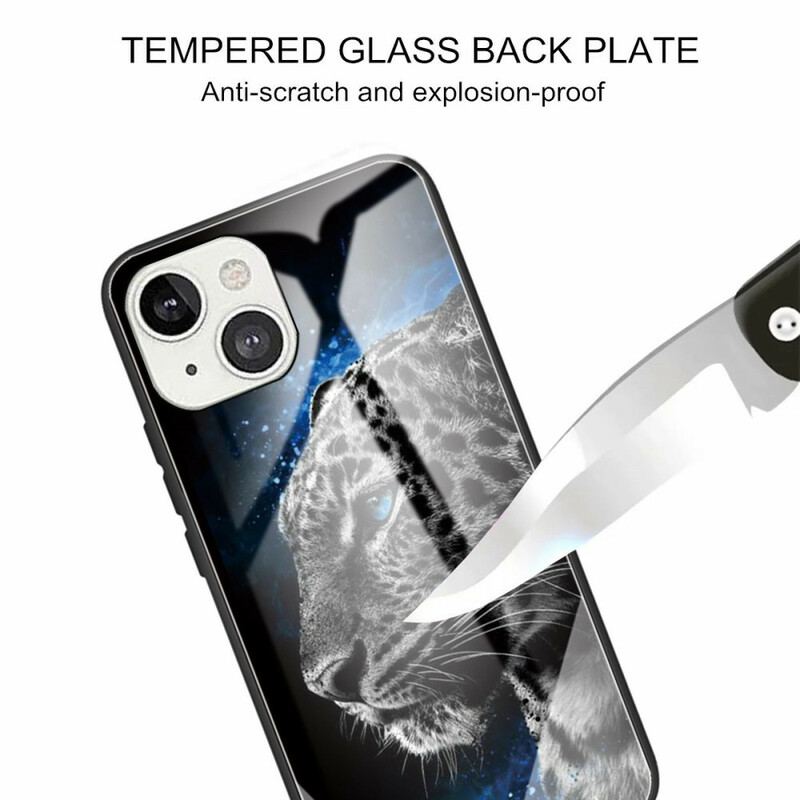 Capa Para iPhone 13 Mini Vidro Temperado De Rosto Felino
