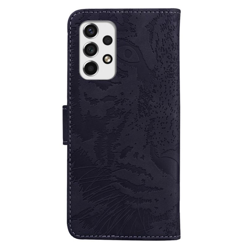Capa Em Pele Para Samsung Galaxy A33 5G Pegada De Tigre
