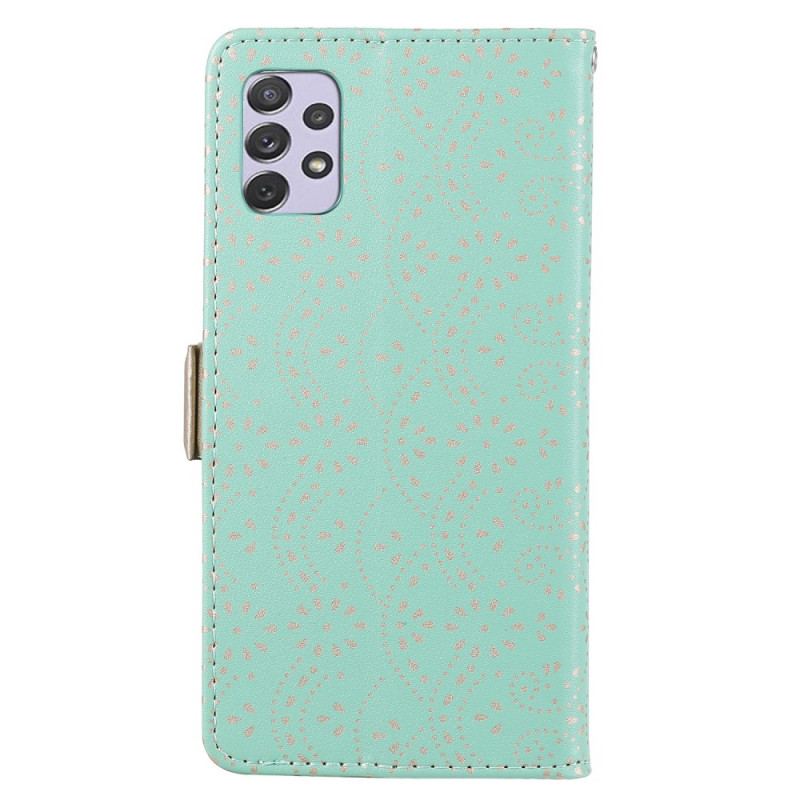 Capa Flip Para Samsung Galaxy A33 5G De Cordão Bolsa De Moedas Com Alça De Renda