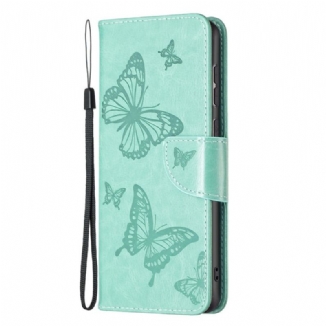Capa Flip Para Samsung Galaxy A33 5G De Cordão Tanga Borboletas