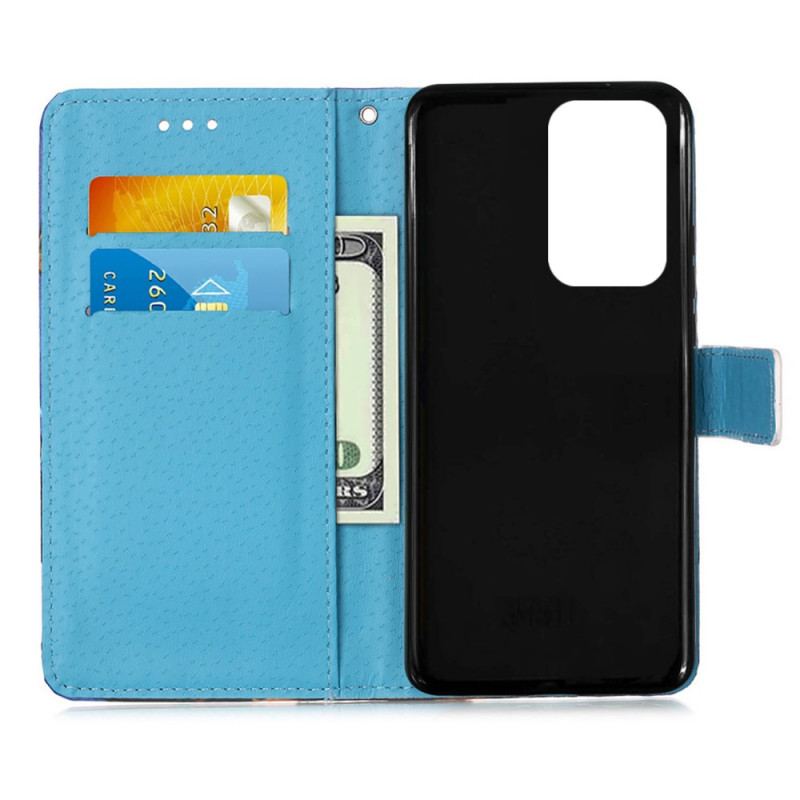 Capa Folio Para Samsung Galaxy A33 5G De Cordão Correia Borboleta Torre Eiffel