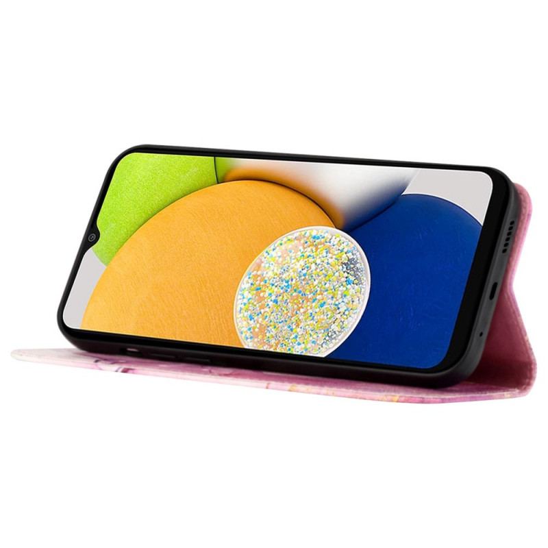Capa Folio Para Samsung Galaxy A33 5G Mármore Com Cordão