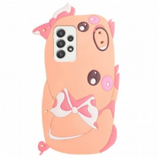 Capa Para Samsung Galaxy A33 5G De Cordão Porco 3d Com Alça