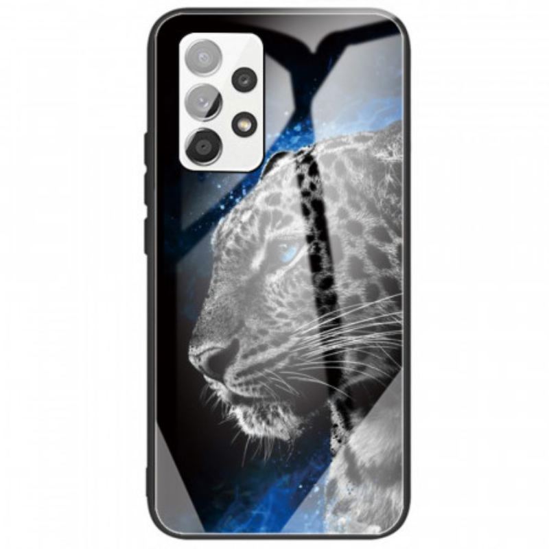 Capa Para Samsung Galaxy A33 5G Vidro Temperado De Rosto Felino