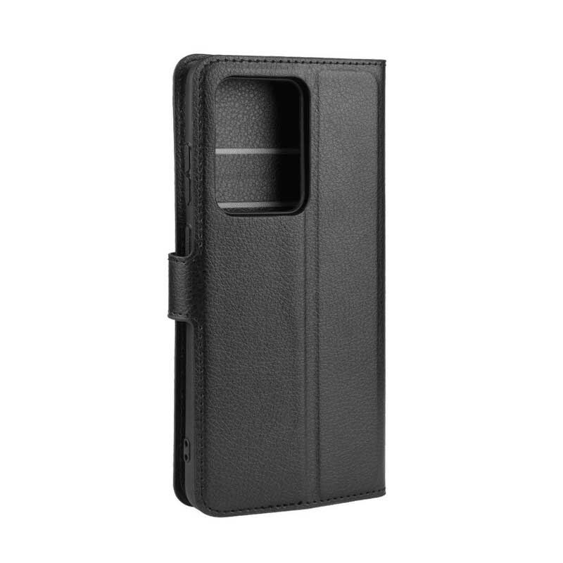Capa De Couro Para Samsung Galaxy S20 Ultra Clássico Efeito Couro Lichia