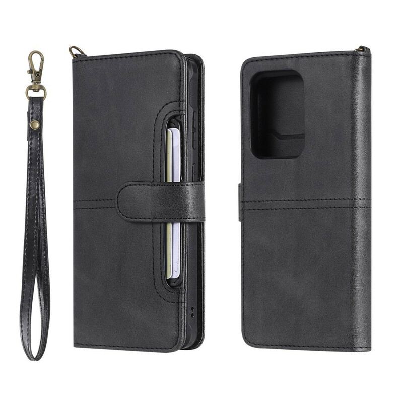 Capa De Couro Para Samsung Galaxy S20 Ultra Titular De Cartão Externo Integrado