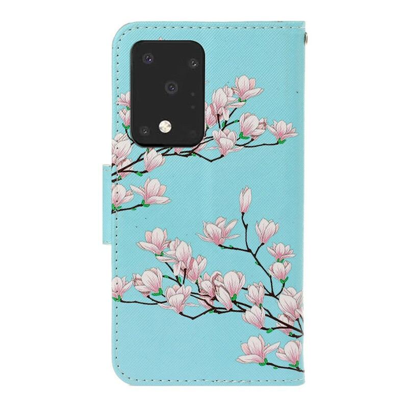 Capa Em Pele Para Samsung Galaxy S20 Ultra De Cordão Arbusto Strappy